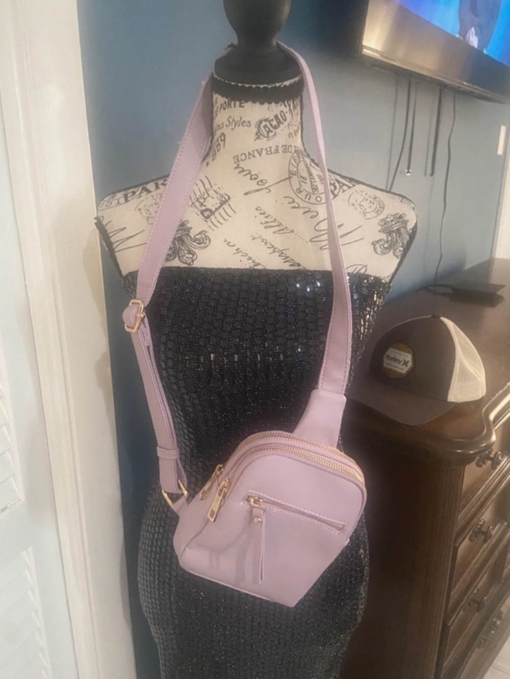 Lilac Crossbody Mini Bag with Gold Hardware - Women